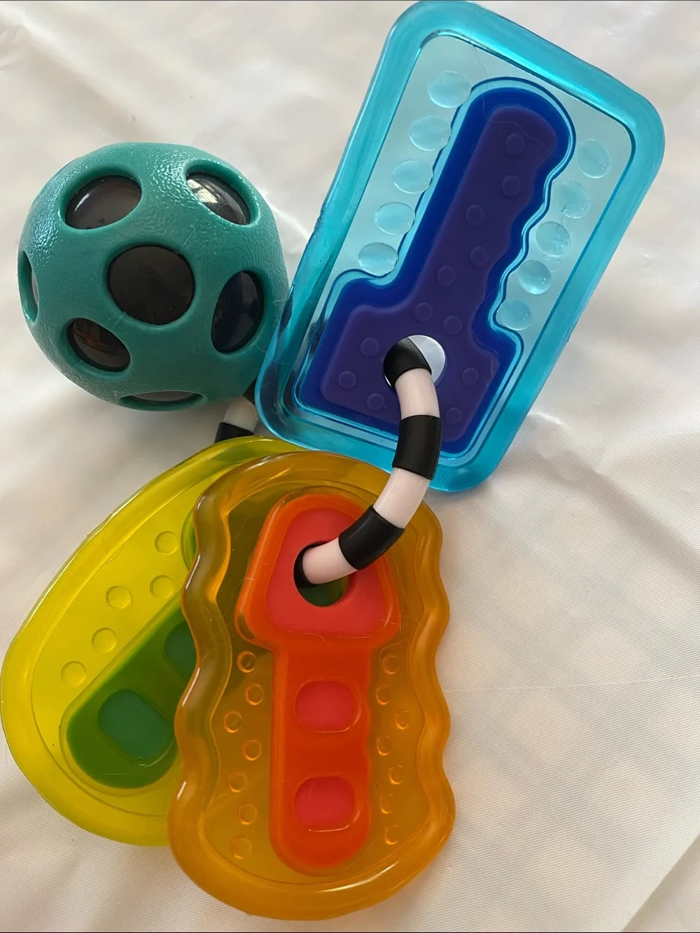Baby Development Toy Set - Orange Teether Tambourine Mirror Rattle
